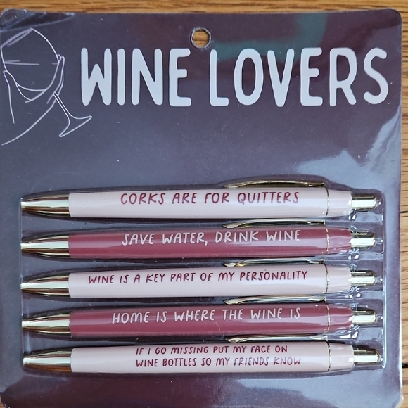 Wine Lovers Novelty Ballpoint Pens Set, NWT! - Picture 1 of 1